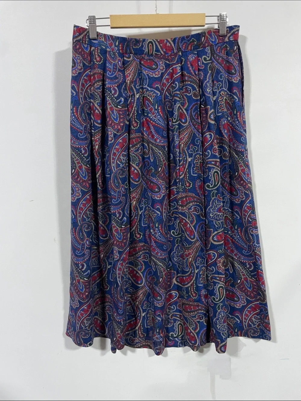 Vintage Pendleton Pendleton Blue Paisley Midi Skirt with Red Accents